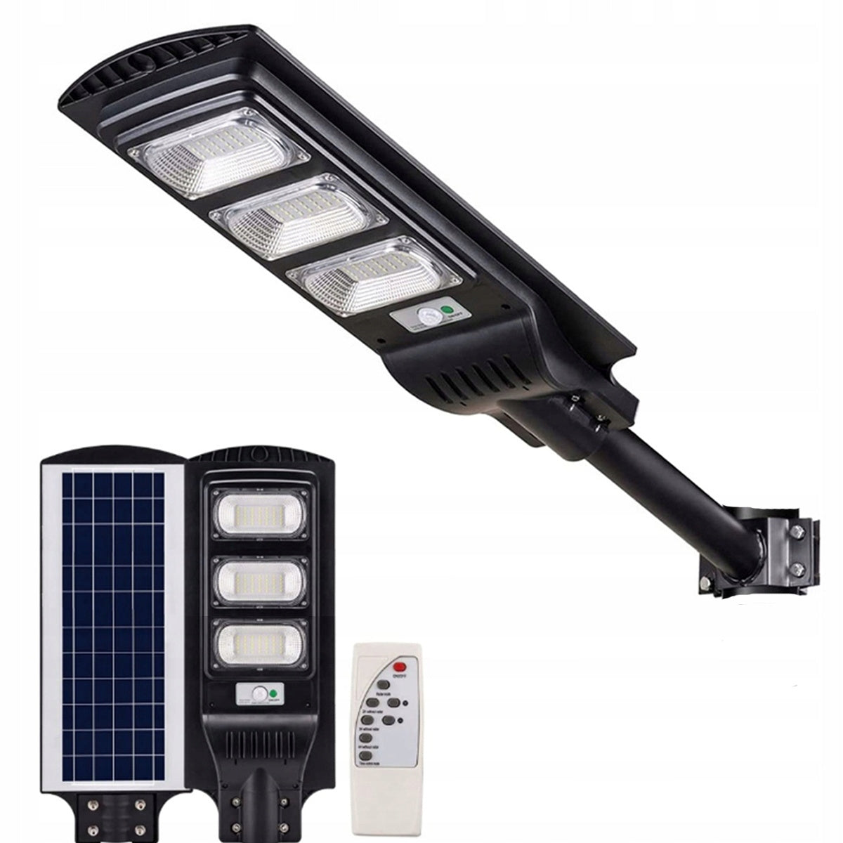 Lampa Solarna Uliczna LED Latarnia z Uchwytem i Pilotem Panel Solarny Czujnik ruchu