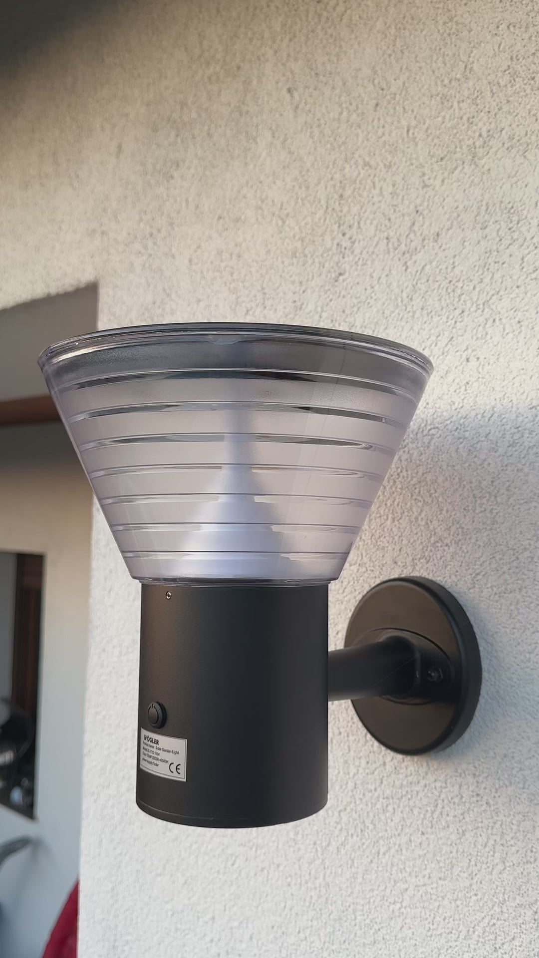 Kinkiet Ogrodowy Solarny LED 4,5W 495lm 3200K - 6500K CCT IP65 Lampa Elewacyjna Antracyt Szkło